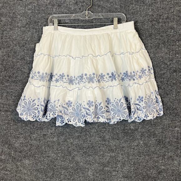 kate spade new york Dresses & Skirts - Kate Spade New York Womens Floral Embroidered Tiered Mini Skirt Size XL Boho